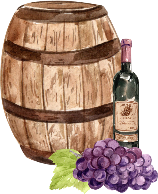 Grape Wine with Barrel